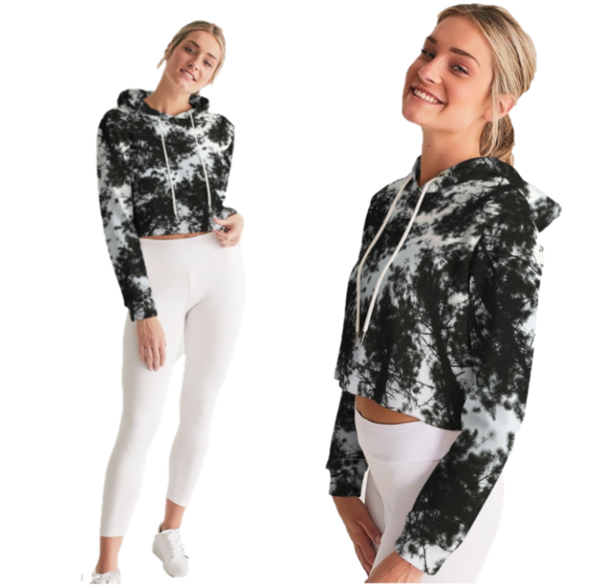 girls-cropped-hoodie-activewear-streetwear-black-and-white-pine-trees-wickedyo10